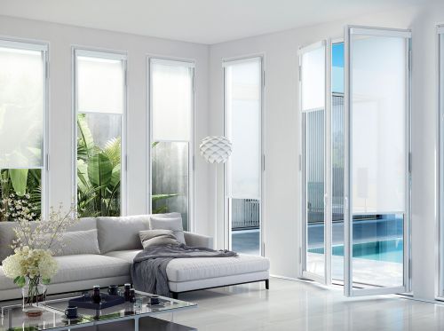 store enrouleur coffre et coulisses blanc sans perçage